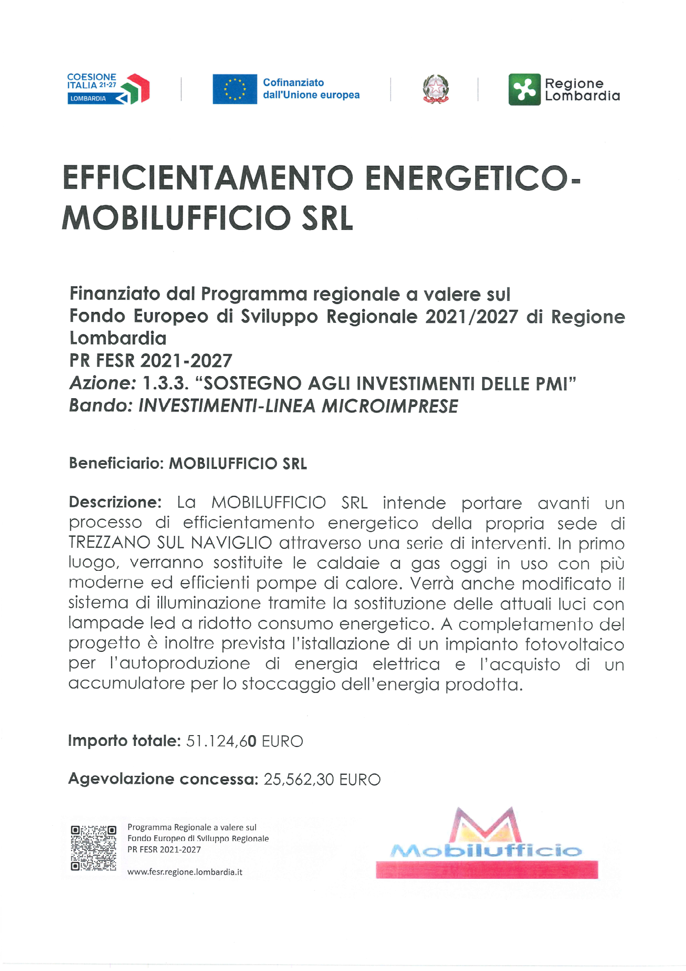 Copertina documento Efficientamento Energetico Mobilufficio Srl - Aiuti di Stato